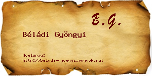 Béládi Gyöngyi névjegykártya